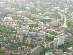 WS AERIAL TU View of building apartments in capital city / Prague, Czech Republic Stock Footage