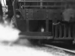 Steam Engine Train Passes By - BW Stock Footage