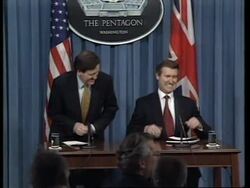 USA: US SECRETARY OF DEFENCE COHEN MEETS BRITISH COUNTERPART News Clip