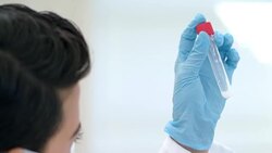 Analyizing samples in the lab Stock Footage