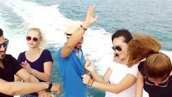 SLOW-MO: Friends having boat party Stock Footage