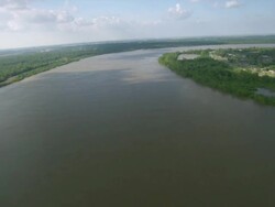 AERIAL WS View of Mississippi river  / New Orleans, Louisiana, United States Stock Footage