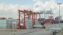 Cargo container shipping transportation Stock Footage