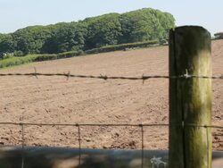 Ploughed field  and fence Stock Footage