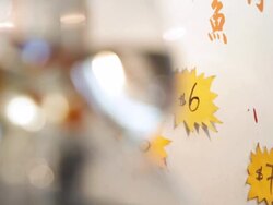 MS R/F Orange fish swimming in plastic bags / Hong Kong, China Stock Footage