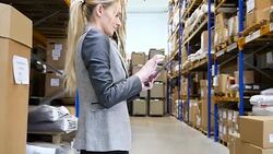 On-line checking orders on digital tablet Stock Footage