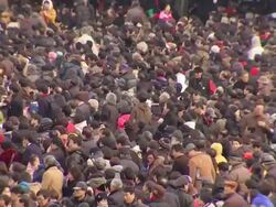 MS Shot of People at National Assembly (Ceremony for New President) / Seoul, Seoul, South Korea Stock Footage