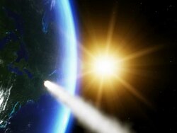 CU Shot of Meteor chrashing into planet earth / Bergen, Hordaland, Norway Stock Footage