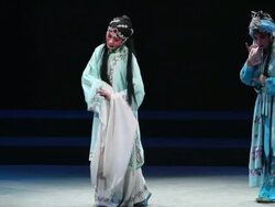 MS Actress performing Qinqiang opera in theater and Qinqiang is representative folk opera of northwest china  AUDIO  / xi'an, shaanxi, china Stock Footage