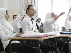Jordanian students at hospitality school Stock Footage