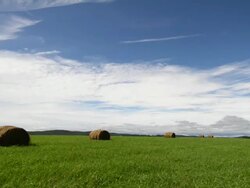 wide field with hay and sky Stock Footage