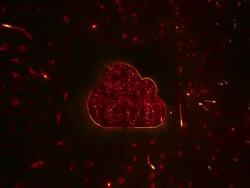 Cloud computing. Circuit board. Loopable. Close-up. Technology. Internet. Orange. Stock Footage