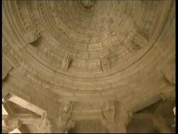 MS tilt down from ceiling, Jain temple in Rankpur, Rajasthan, India Stock Footage