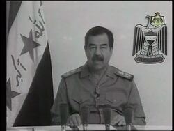 Iraq - Saddam addresses nation after US attack News Clip