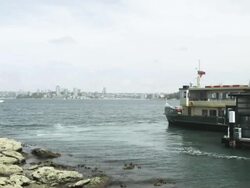 Ferry Boat leaving Pier, Sydney, New South Wales, Australia Stock Footage