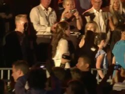 Princess Caroline and daughter Princess Charlotte of Monaco at the Monaco Royal Wedding: Jean Michel Jarre Concert at Monaco . (Footage by WireImage Video/Getty Images Entertainment Video) Stock Footage