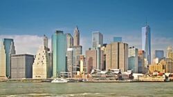 Manhattan skyline at sunset Stock Footage