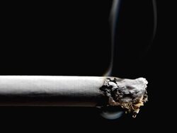 cigarette smoking on black Stock Footage