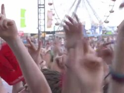 C/U EXT Concert Crowd Festival Day Hands Waving Stock Footage