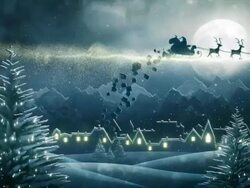Santa sleigh delivering christmas presents (night) - Loop Stock Footage