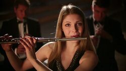 People playing flute and clarinets in orchestra Stock Footage
