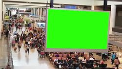 HD Time lapse: Traveler Crowd at Airport with green screen Stock Footage