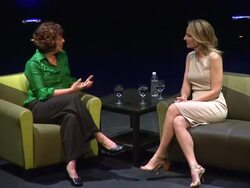 INTERVIEW: Dale Franzen and Helen Hunt on the Broad Stage production of 'Our Town' at the The Broad Stage And Helen Hunt Announce Davis Cromer's Production Of Thornton Wilder's 'Our Town' at Santa Monica CA. (Footage by WireImage Video/GettyImages) Stock Footage