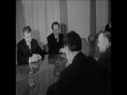 LIB 20-11-71 ROMANIAN PRESIDENT NICOLAE CEAUSESCU MEETS SOVIET TRADE MINISTER NIKOLAI PATOLITCHEV News Clip
