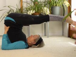 Senior Female doing Yoga in Bedroom Stock Footage