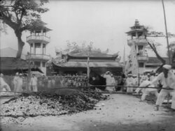 Chinese Pilgrims in Malaysia Walk on Fire Stock Footage
