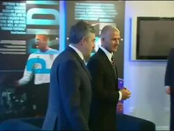 David Beckham welcomes Gordon Brown and Ed Balls to The David Beckham Academy Stock Footage