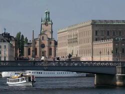 MS Stockholm Cathedral and Royal palace / Stockholm, Stockholm, Sweden Stock Footage