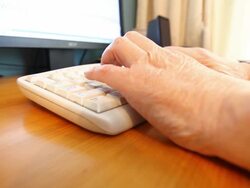 Senior Man Typing Stock Footage