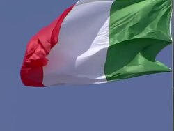 CU Shot of Flag of Italy flying in wind / Turin, Piedmont, Italy Stock Footage