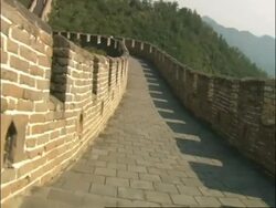 Point of view, POV, moving down steps on Great Wall of China, Mutianyu, China Stock Footage
