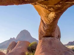 DS Natural Arch At Spitzkoppe Stock Footage