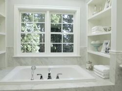 MS PAN Shot of bathroom instylish home / Lake Oswego, Oregon, United States Stock Footage
