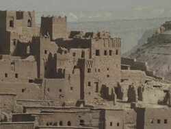 Fort like dwellings, built on and amongst the rustic hills. Stock Footage