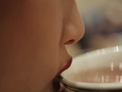 Asian woman enjoy drinking tea various shot Stock Footage