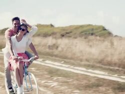 Couple with bike Stock Footage