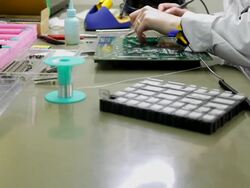 Manual assembly of electronic circuit board Stock Footage