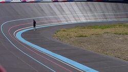 boy doing exercise on the sports stadium Stock Footage