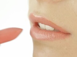 Pink lips with lipstick Stock Footage