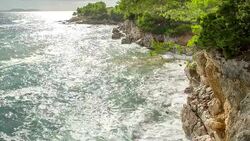 WS DS Beautiful Rocky Coastline Stock Footage