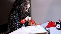 Casual conversation of a nerdy girl Stock Footage