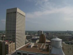 WS PAN View of  downtown Memphis and Mississippi river / Memphis, Tennessee, United States Stock Footage