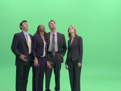 MS, Four businesspeople looking up in studio Stock Footage