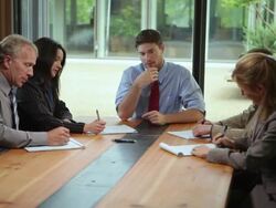 MS Young male executive leading meeting / Portland, Oregon, USA Stock Footage