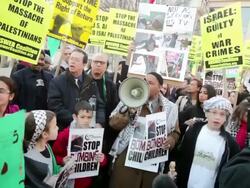 January 23, 2009 Man talking into bullhorn during protest against Israel's attack on Gaza Strip/ Washington DC/ AUDIO Stock Footage