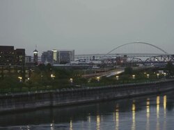 WS View of Water front of city of Portland Oregon is beautifully and Union Station can be seen in back side / Portland, Oregon, United States  Stock Footage